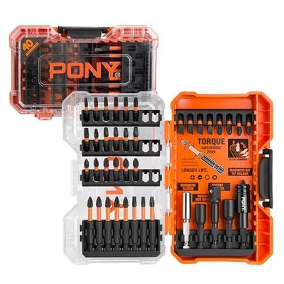  40-Piece Impact Screwdriver Bit Set with Tough Case, 1/4'' Hex S2 Steel bits, 