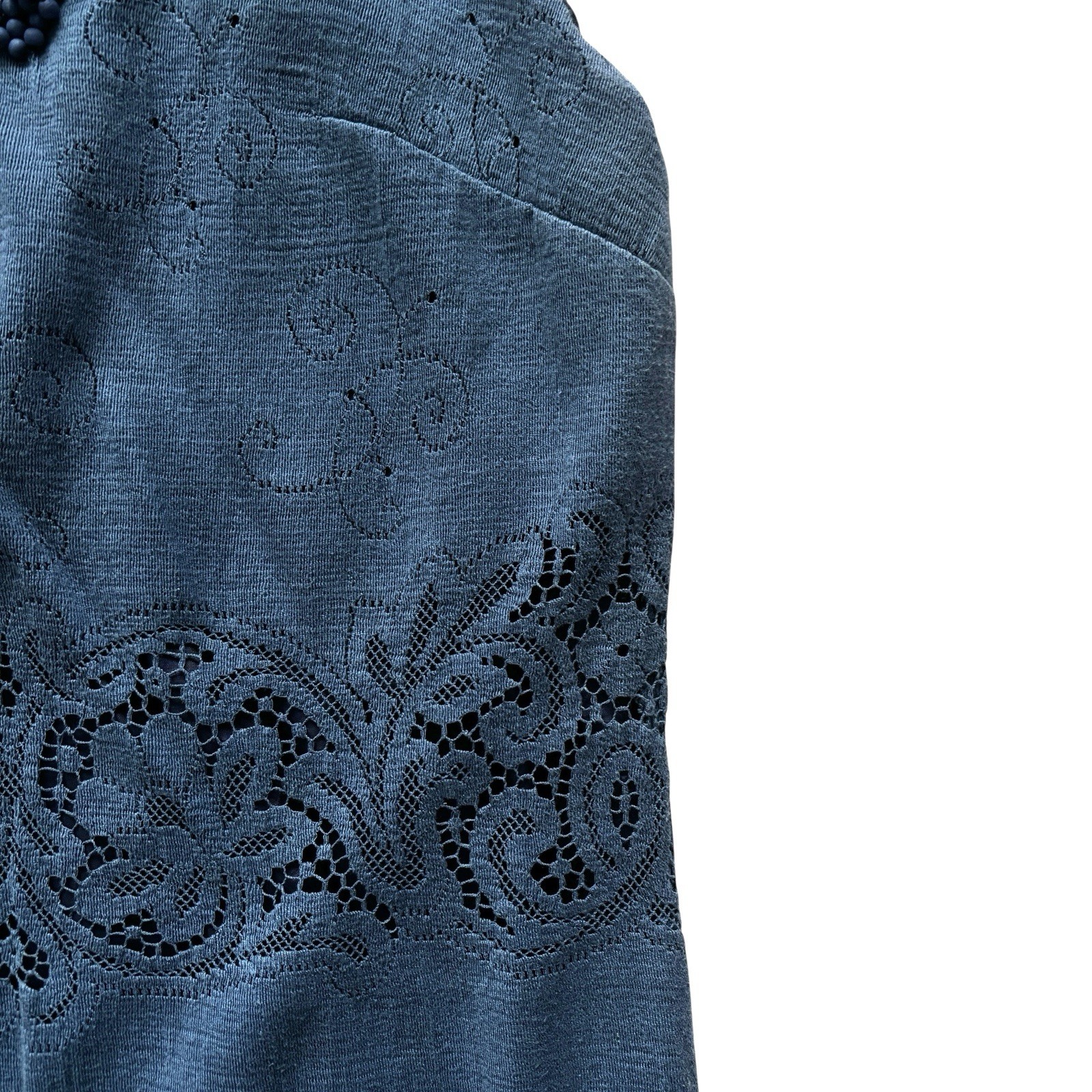 Vintage Dress 60s Blue Beaded Broderie Anglaise Retro Boho Indie Mod 12 image 4