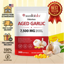 Aged Garlic Extract 7500mg Odorless  300 Softgels Made US 100  Authentic
