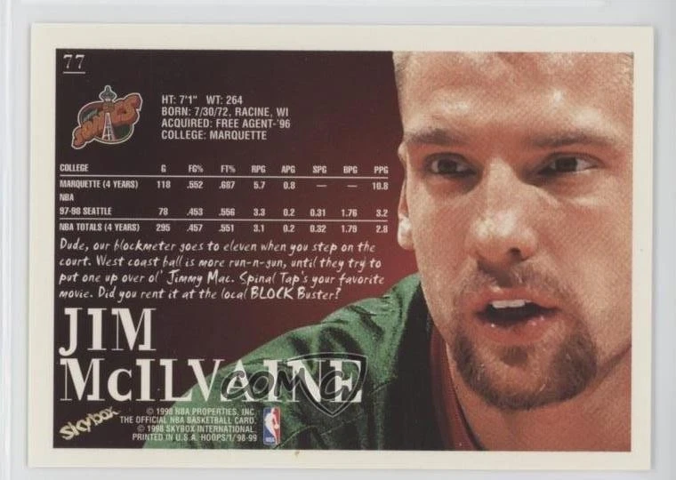 1998-99 NBA Hoops Jim McIlvaine #77 - Image 2 of 2