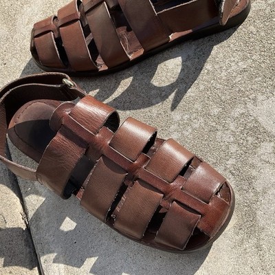Loeffler Randall Women's Sawyer Leather Caged Flats Size 7B Color-Brown