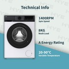 HYE Freestanding Slimline Washing Machine 8kg 1400rpm – White - W0108SL14W22