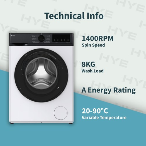 HYE Freestanding Slimline Washing Machine 8kg 1400rpm – White - W0108SL14W22