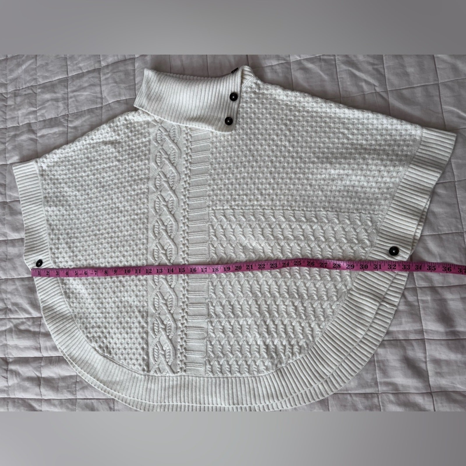 Talbots Cream Patchwork Cableknit Lambswool Blend… - image 6