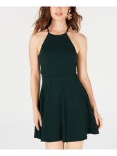 B DARLIN Womens Fit + Flare Mini Dress Green Sleeveless Party Juniors 34