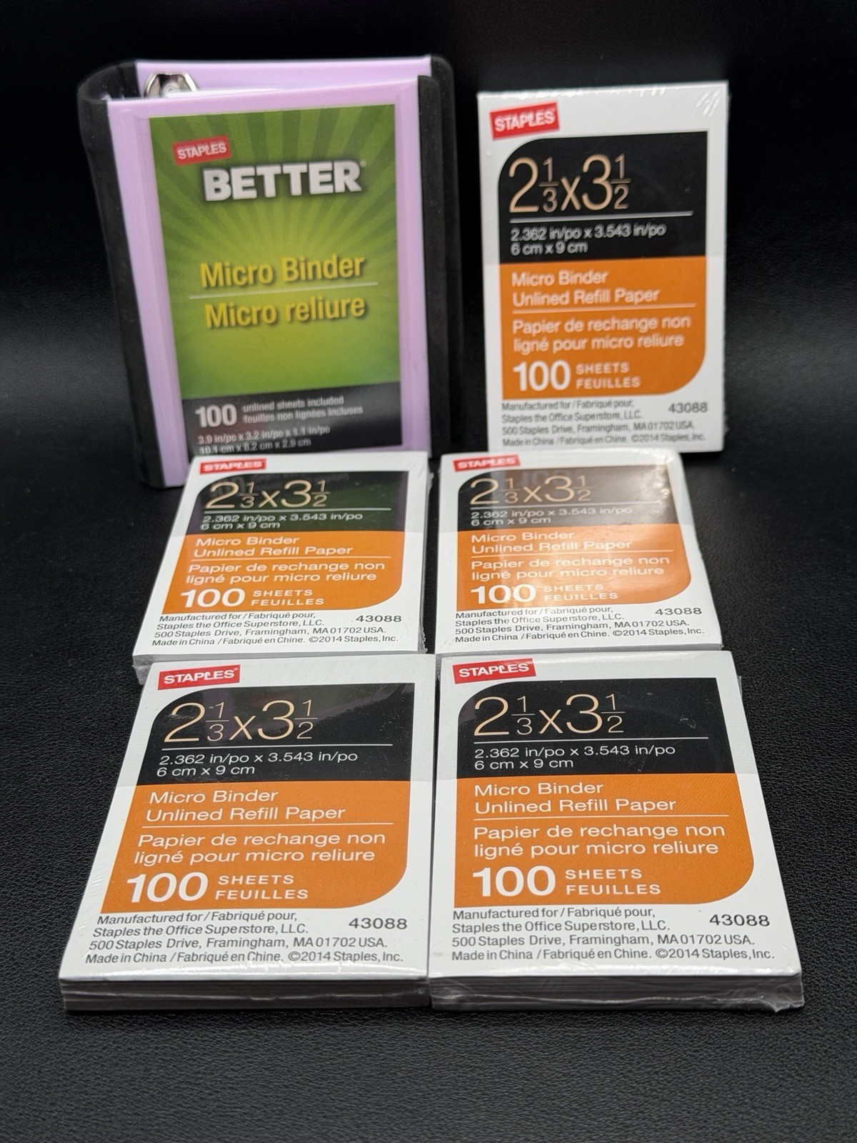 5 Micro Binder Unlined Refill Paper 100 Sheets 2 1/3 x 3 1/2" Staples #43088