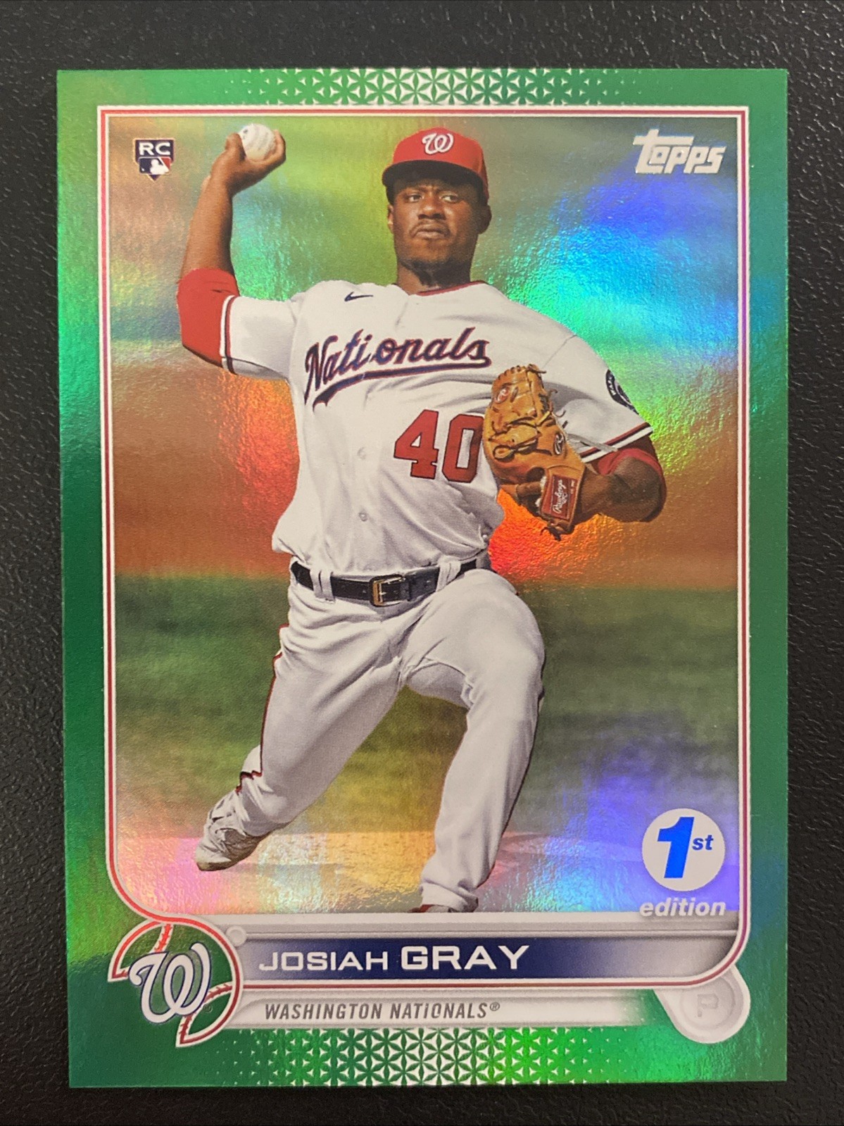 2022 Topps Series 1 1st Edition Josiah Gray #43 - GREEN Parallel /150 Rookie