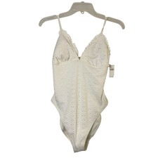 NWT Old Navy Eyelet Embroidered V-Neck Ruffle Trimmed One-Piece Swimsuit Small