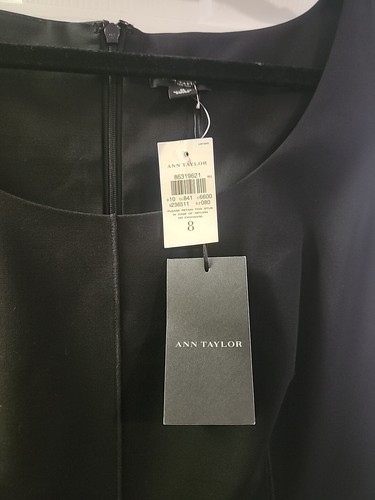 Ann Taylor Women's Sz 8 Black Virgin Wool Sleeveless Sheath Dress Career Preppy - Picture 4 of 7