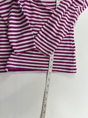 Michael Kors White Pink Stripe 1/4 Zip Top V Neck Women's XS