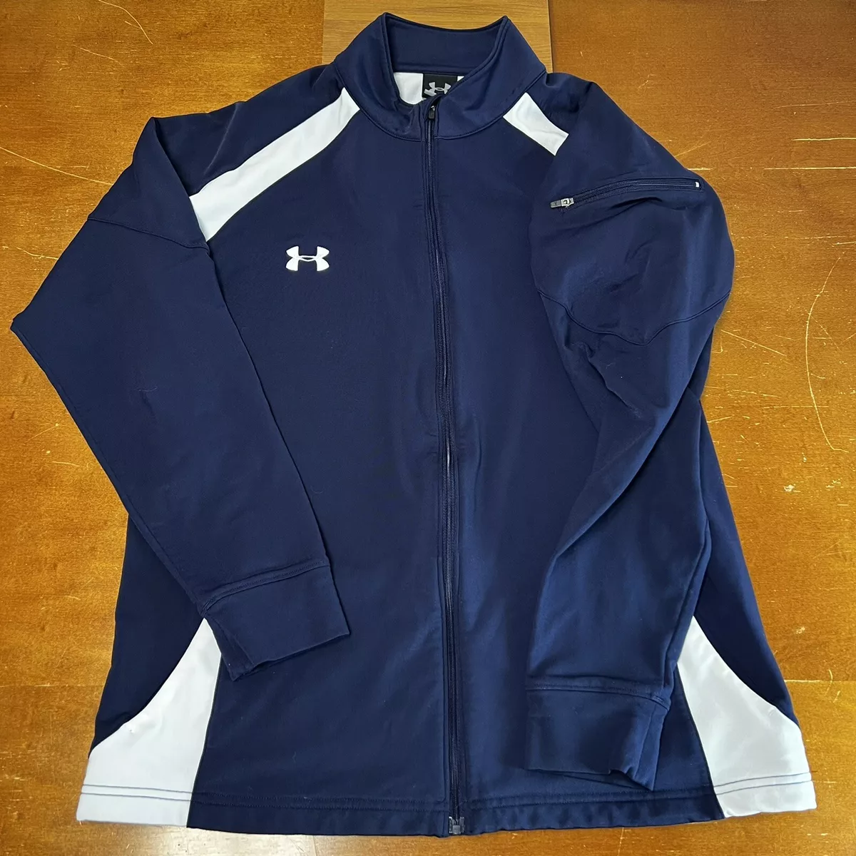 Under Armour Jacket Mens Medium Blue Full Zip Long Sleeve Track