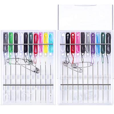 2 Boxes (20 Pieces) Pre Threaded Needle Kit Assorted Color (Box) White