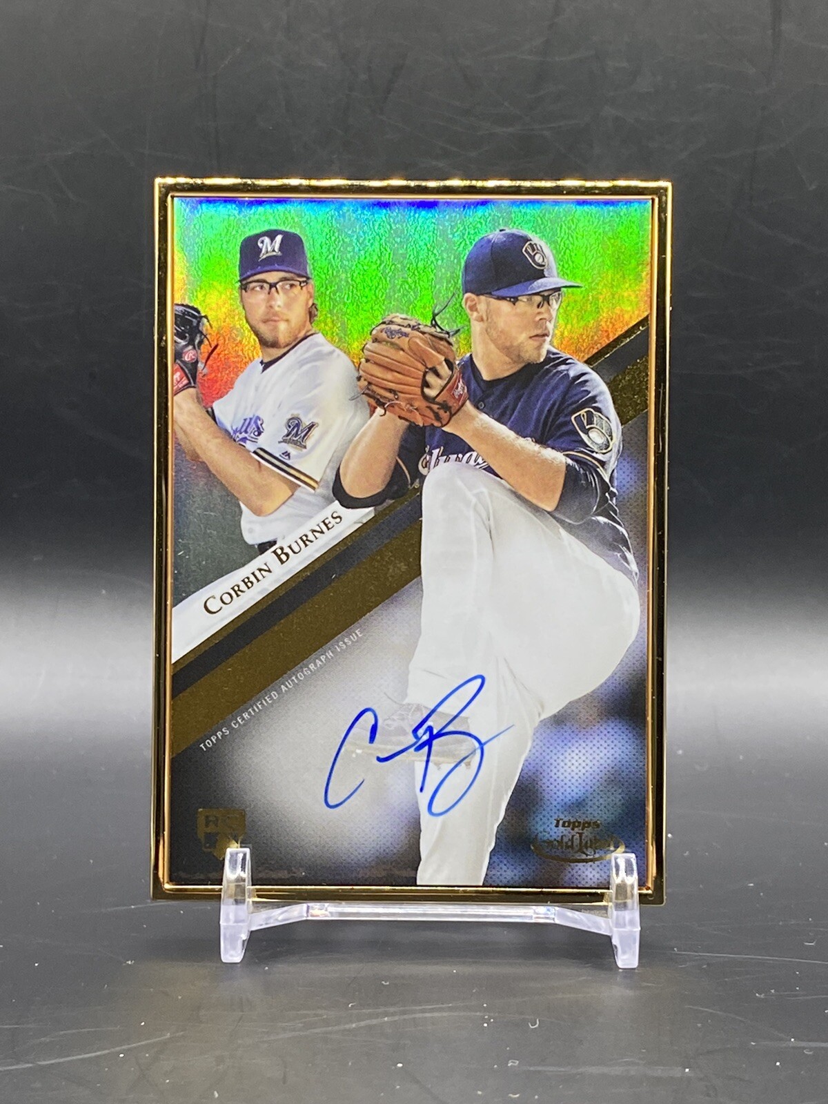 2019 Gold Label Framed Corbin Burnes Rookie On Card Auto Milwaukee Brewers