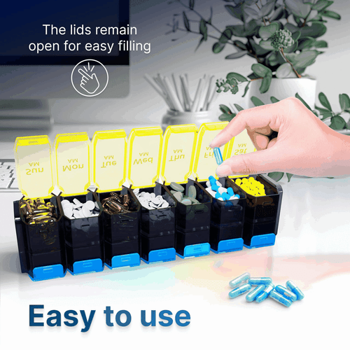 Extra Large Weekly Pill Organizer 2 Times a Day Xl Pill Case Am Pm Big Pill - Picture 6 of 6