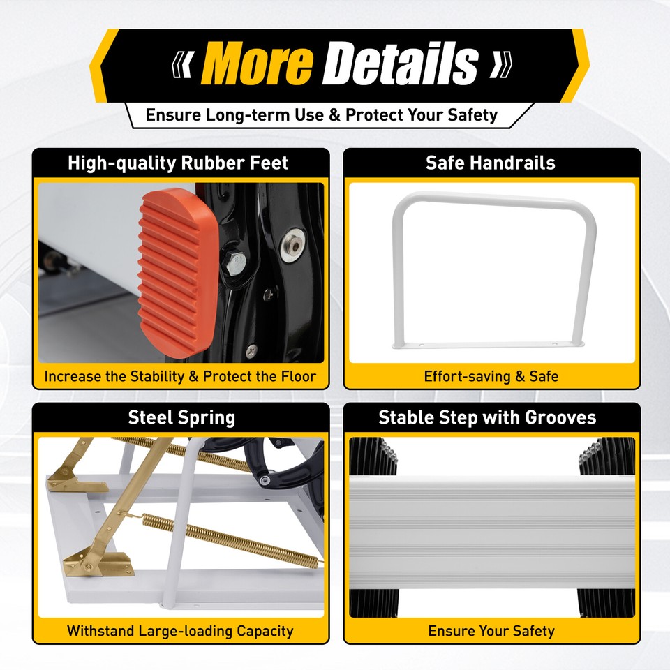 Steps Pull Down Ceiling Ladder Stairs Hidden Telescopic Folding Attic Ladder eBay