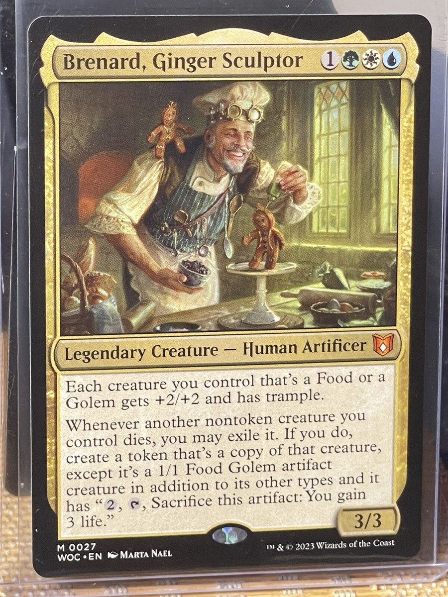 mtg brenard ginger sculptor commander deck Brenard, [27] [Wilds of Eldraine: Commander] [Foil] – Face to Face Games Each creature you control thats a Food or a Golem gets +2/+2 and has trample Brenard, Ginger Sculptor FOOD GOLEM