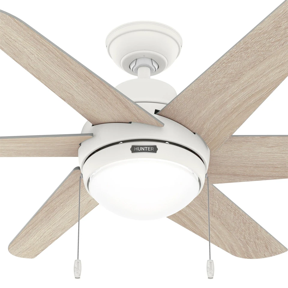 Hunter Fan 48 inch Contemporary White Ceiling Fan with LED Light and Pull Chain - Image 4 of 4