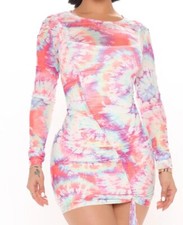 Fashion Nova Tie Dye Long Sleeve Mini Dress NWT Size Large