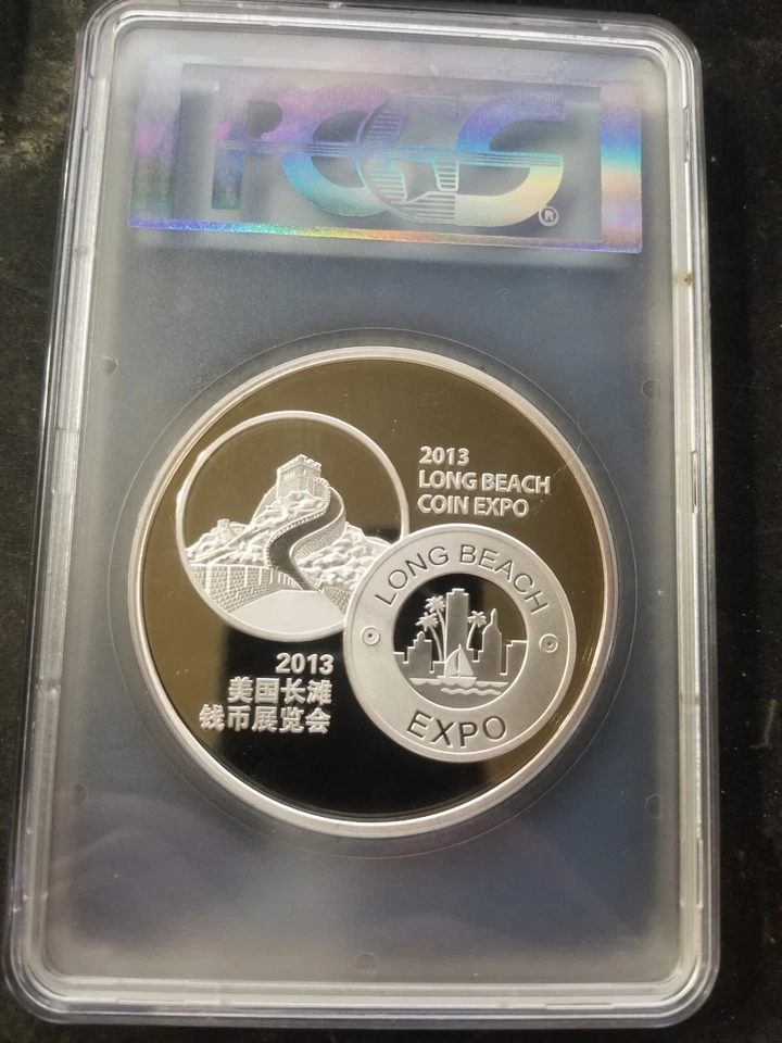 2013 CHINA PANDA 5 OZ SILVER PROOF MINT MEDAL PCGS PR70 LONG BEACH COIN EXPO - Image 2 of 2