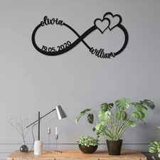 Personalized Love Sign Metal Wall Art, Infinity & Heart Signs Custom Name & Date