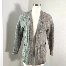 Madewell Womens Small Marled Panelstitch Open Cardigan Sweater Wool Alpaca Blend
