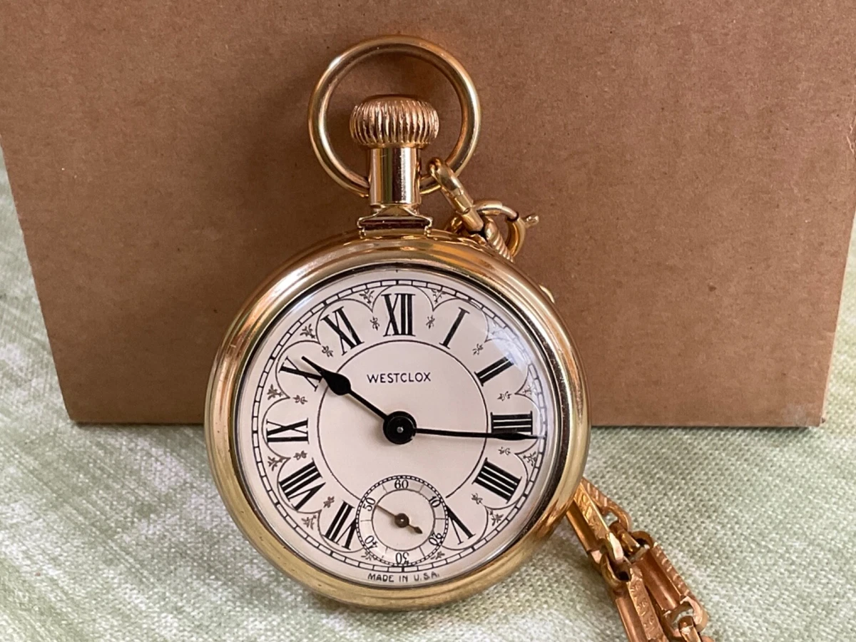 Made in USA Vintage Westclox Mechanical Wind Up Pocket Watch