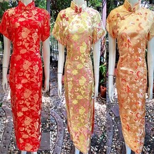 Asia-Miss China Geisha/Cheongsam/Qipao/Kostüm Long Kleid Dress Wrap Gr. 40-46