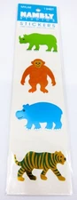 NEW Vintage Hambly Studios “Cute Zoo Land Animals” Mylar 4 Stickers 1 Sheet