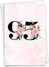 - 95Th Milestone Birthday Greeting Card with 5 X 7 Inch Envelope (1 Card) Floral
