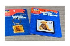 1988 VINTAGE 2 TIMBRES-POSTE US - UN AIMANT ET UN PORTE-CLÉS OURS EN PELUCHE