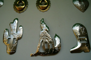 Concho Lot-20 Various Slotted Size Decoration-Heart/Oval/Round/Boot/Cactus/Wolf