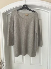 Michael Kors Collection Pearl Grey Cashmere Crewneck Sweater Size L