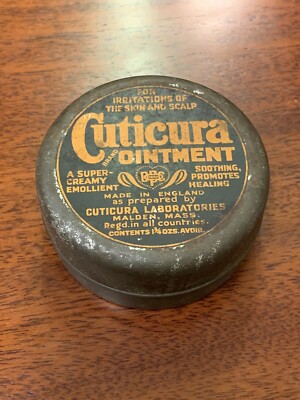 VINTAGE CUTICURA SEIFE SALBENDOSE MIT ETWAS INHALT - WERBUNG