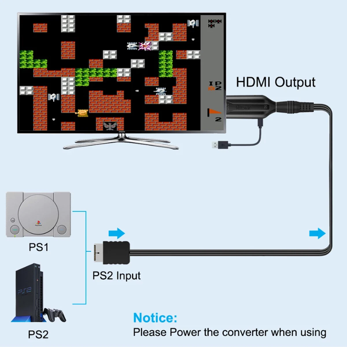 for Playstation 2 PS2 To HDMI-Compatible Adaptor Cable HD RCA AV Audio Video