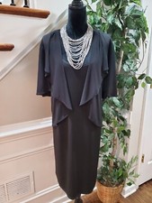 Another Thyme Women Black Solid Polyester Scoop Neck Half Sleeve Dress Size 2X