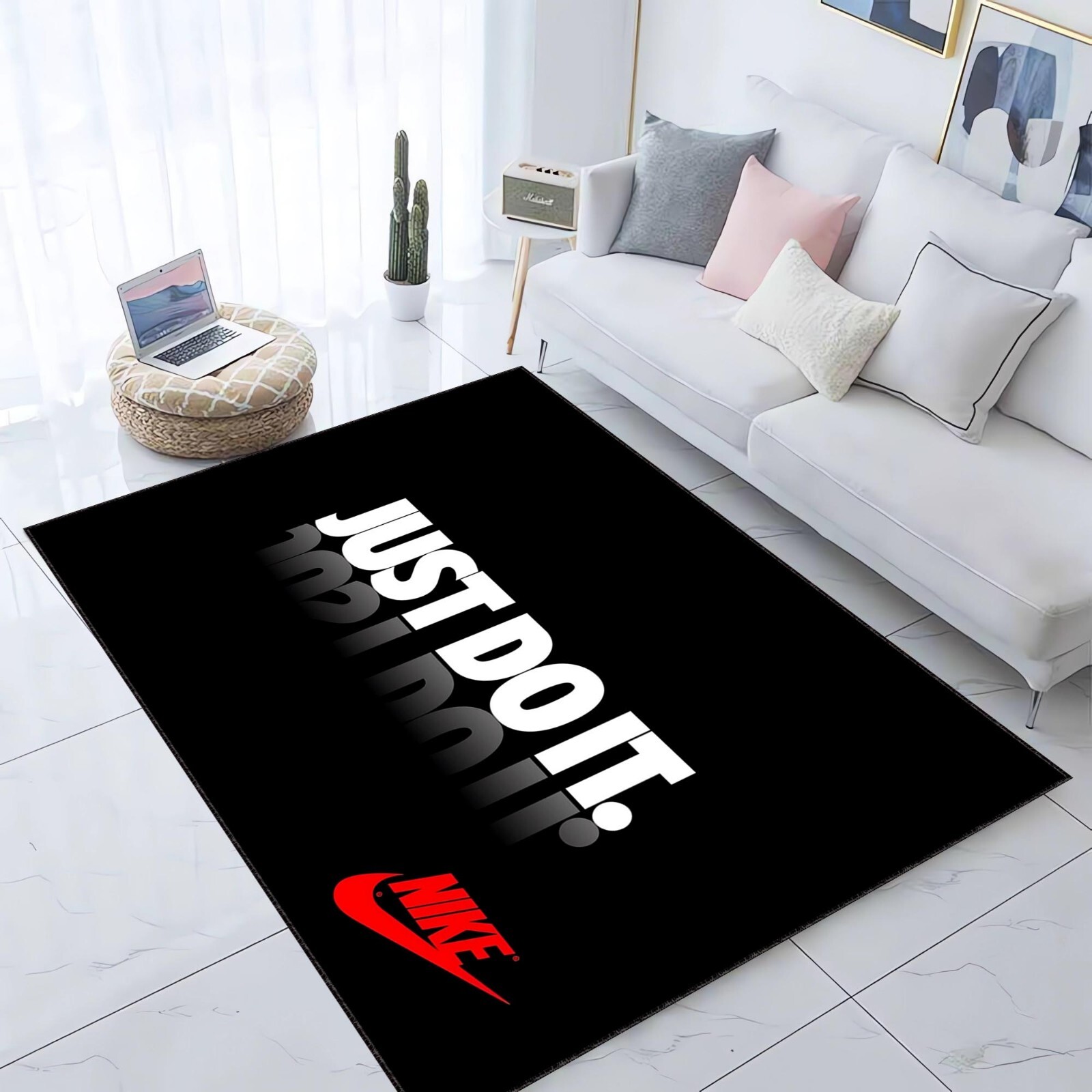 Just Do It Rug, Modern Sports Style Carpet, Black Red Home D