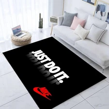 Just Do It Rug, Modern Sports Style Carpet, Black Red Home Decor Mat, Sneakers