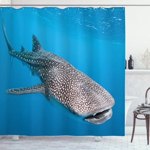 Ocean Shower Curtain Swimming Whale Sea Print for Bathroom