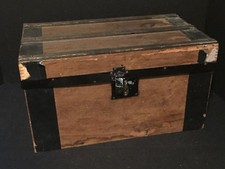 Antique Vintage Wooden Doll Trunk