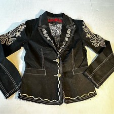 Love Stitch Sz Medium Black Embroidered Jacket Nwot