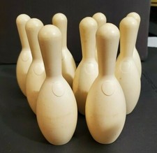 9 Vintage Mini Bowling Pins Toys 3.75" Tall with magnet in bottom