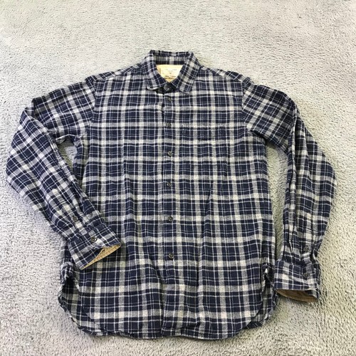 Rag & Bone Shirt Mens Medium Button Up Blue Beige Plaid Linen Casual - Picture 2 of 13