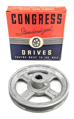 NOS! Congress 5.50  OD, 5/8  Fixed Bore Die-Cast V-Belt Pulley, Type A, Vintage