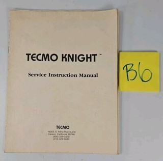 TECMO KNIGHT - Arcade Game Manual - TECMO - OEM Original - Coin Op