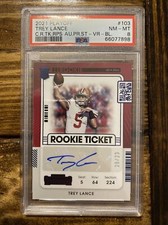 2021 Panini Contenders Football Rookie Ticket Auto Trey Lance Blue /23 PSA