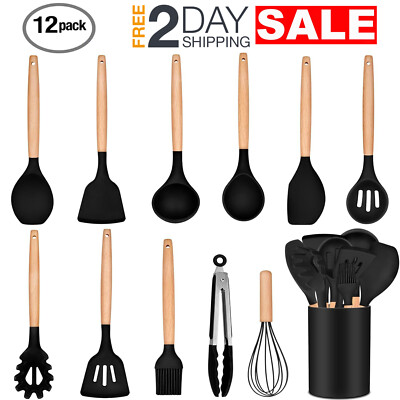 12 Piezas Utensilios De Cocina Modernos Silicona Con Porta Organizador Para Casa