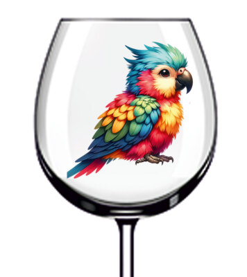 12x Niedliche Liebe Papagei Blume Weinglas Flasche Becher Van Vinyl Aufkleber Abziehbilder