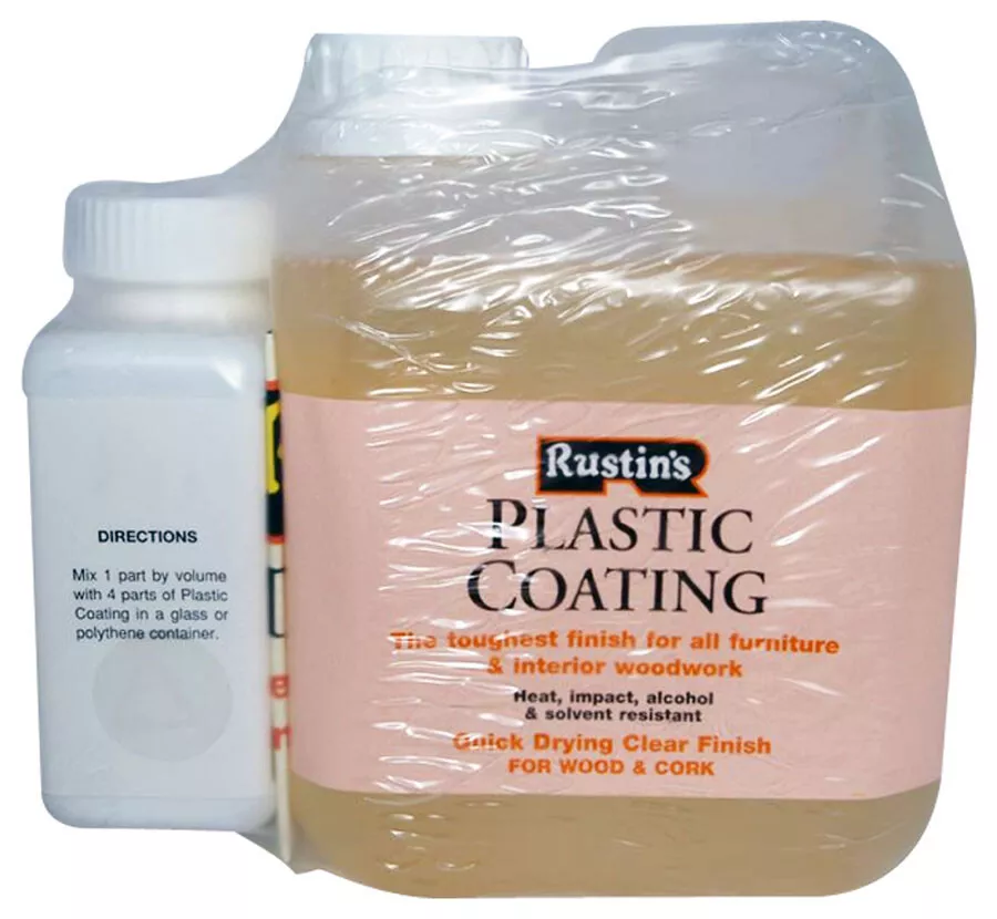 Rustins Plastic Coating Gloss Hardener 2 Part Wood Lacquer Furniture Floor