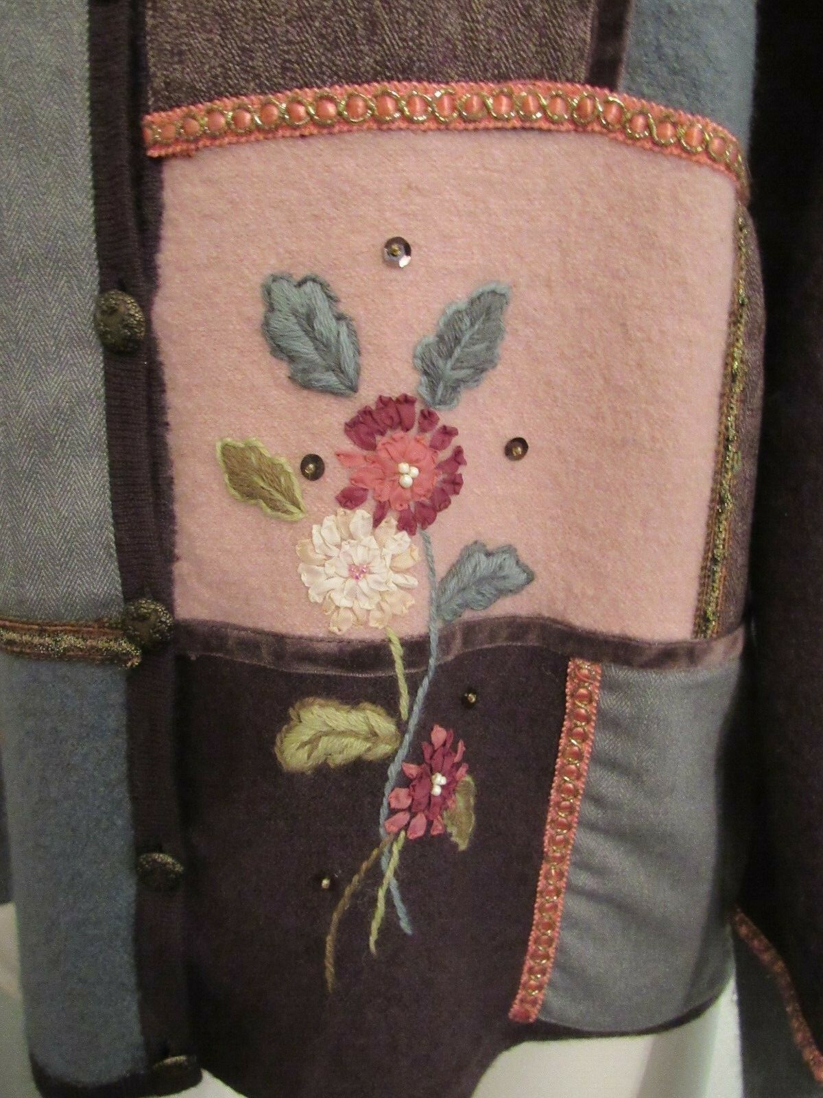 KORET Petite Brown Button Down LS Patchwork Cardi… - image 6