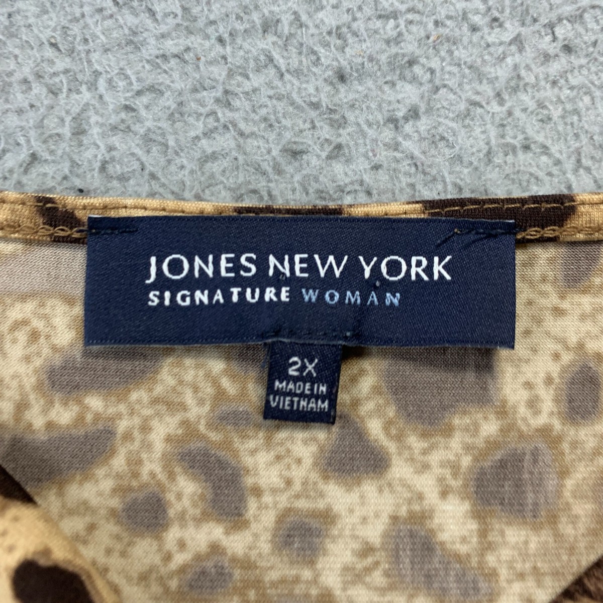 JONES NEW YORK Blouse Womens 2X Top 3/4 Sleeve Cheetah Print JONES NEW YORK Blouse Womens 2X Top 3/4 Sleeve Cheetah Print